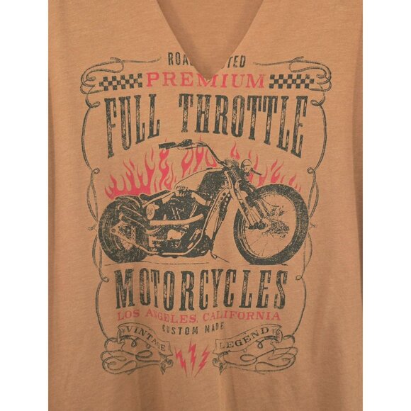 Maurices‎ Full Throttle Motorcycles V-Neck Brown Graphic Tee M - Picture 2 of 7